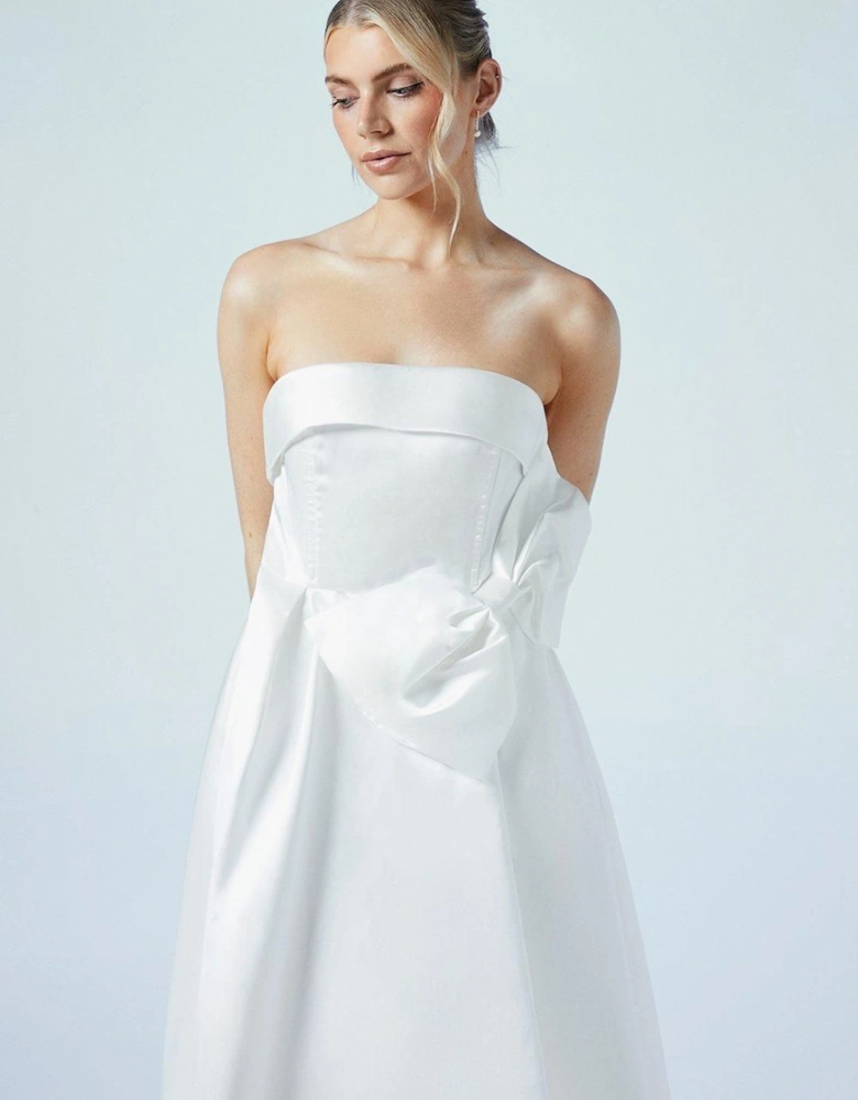 Origami Bow Front Twill Wedding Dress