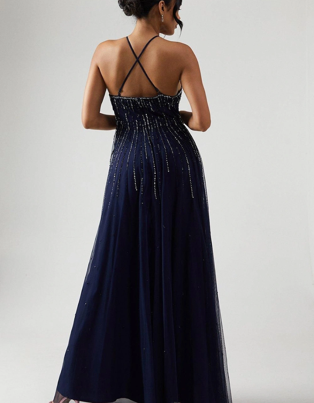 Ombre Embellished Halter Neck Bridesmaid Dress