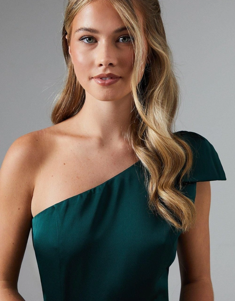 Teen One Shoulder Bow Bridesmaids Dress