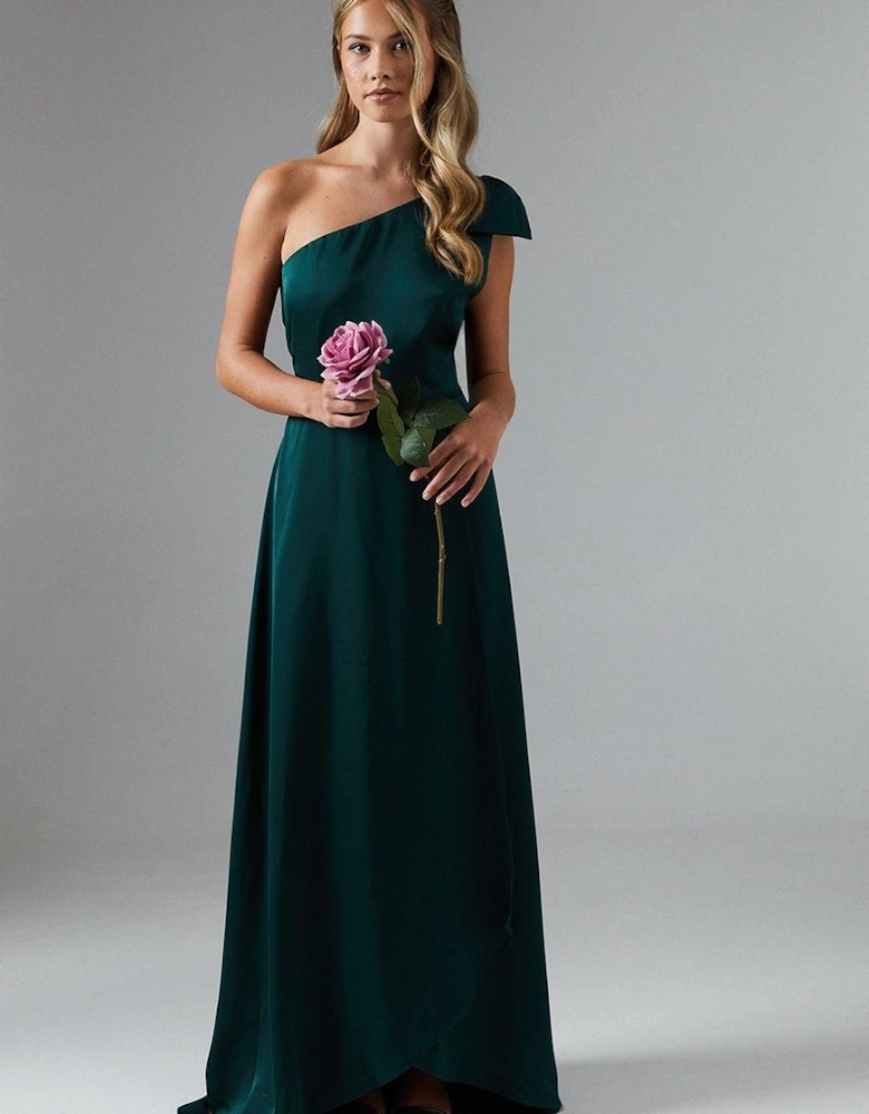 Teen One Shoulder Bow Bridesmaids Dress