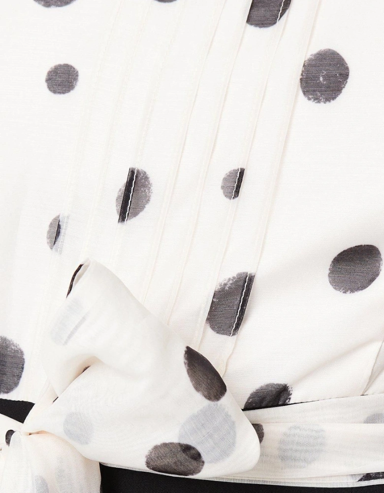 Pintuck Bodice Jumpsuit With Puff Sleeve