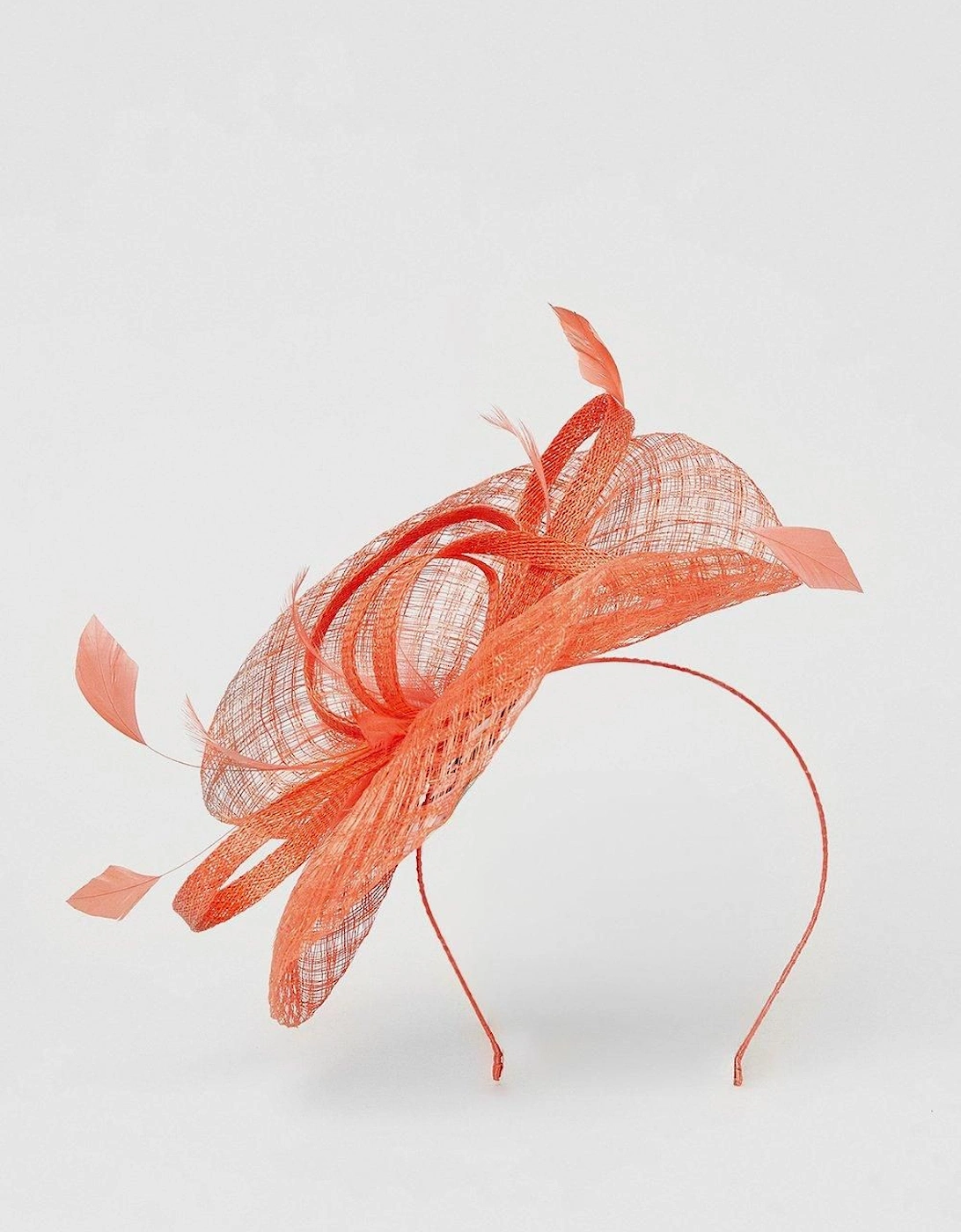 Open Weave Bow And Feather Fascinator