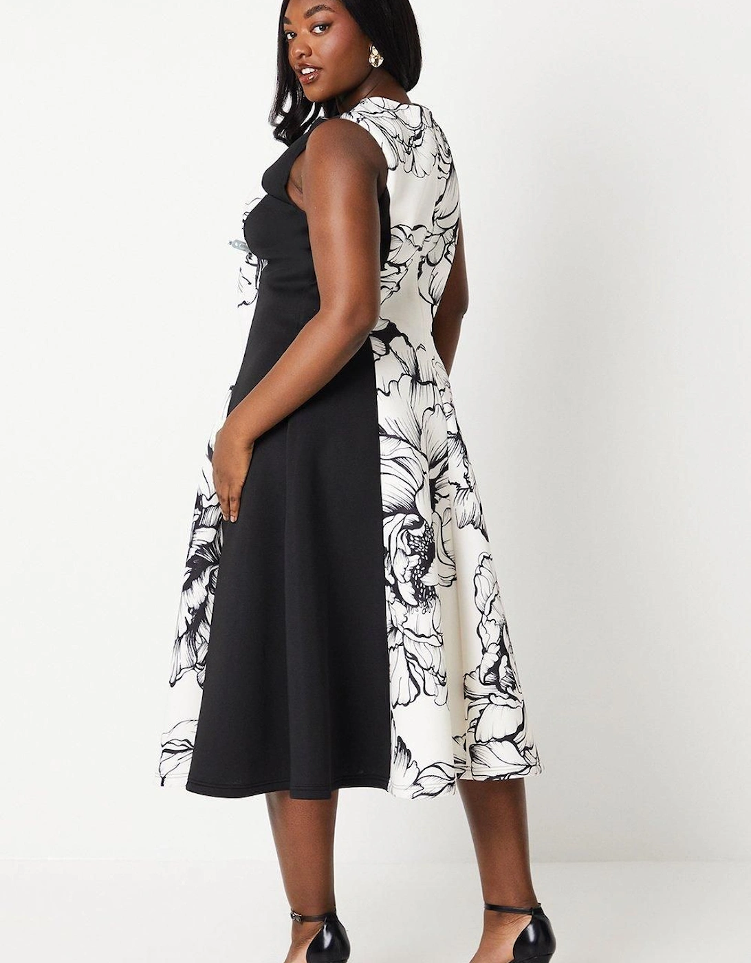 Plus Colour Block Scuba Midi Dress
