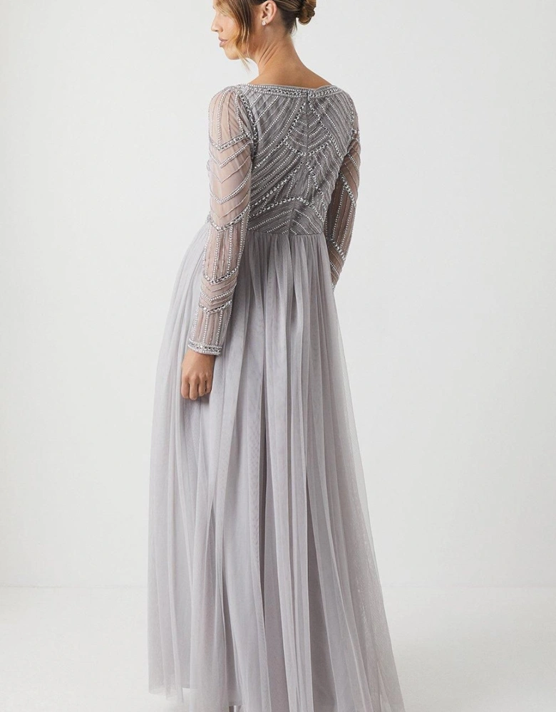 Embellished Long Sleeve Two In One Bridesmaid Dress