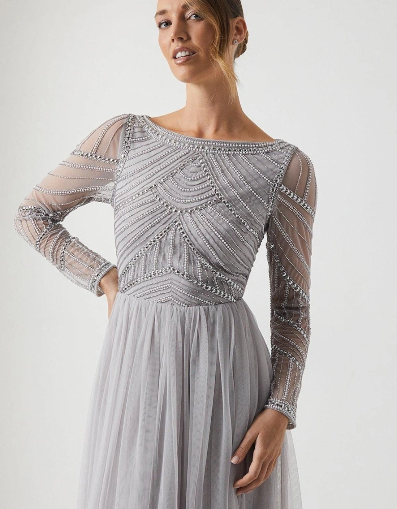 Embellished Long Sleeve Two In One Bridesmaid Dress