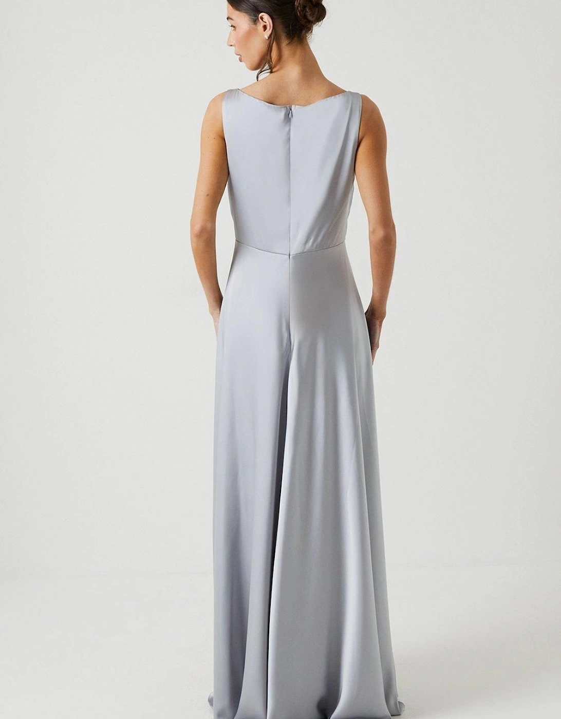 Cowl Neck A-line Satin Bridesmaid Dress