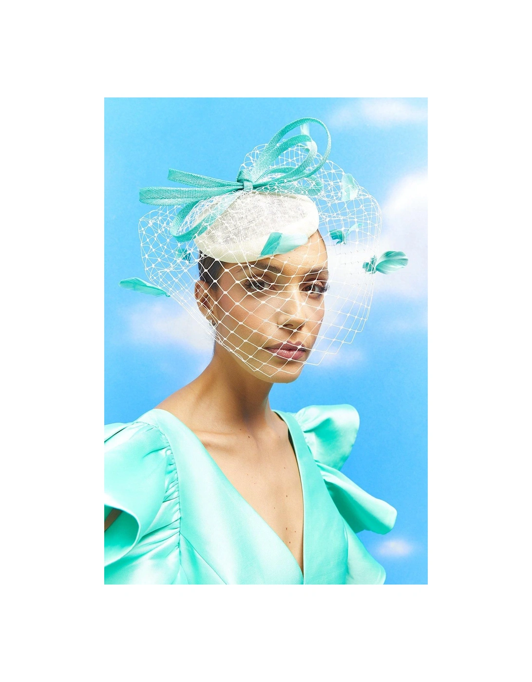 Lisa Tan Bow And Mesh Feather Detail Pillbox Fascinator, 2 of 1