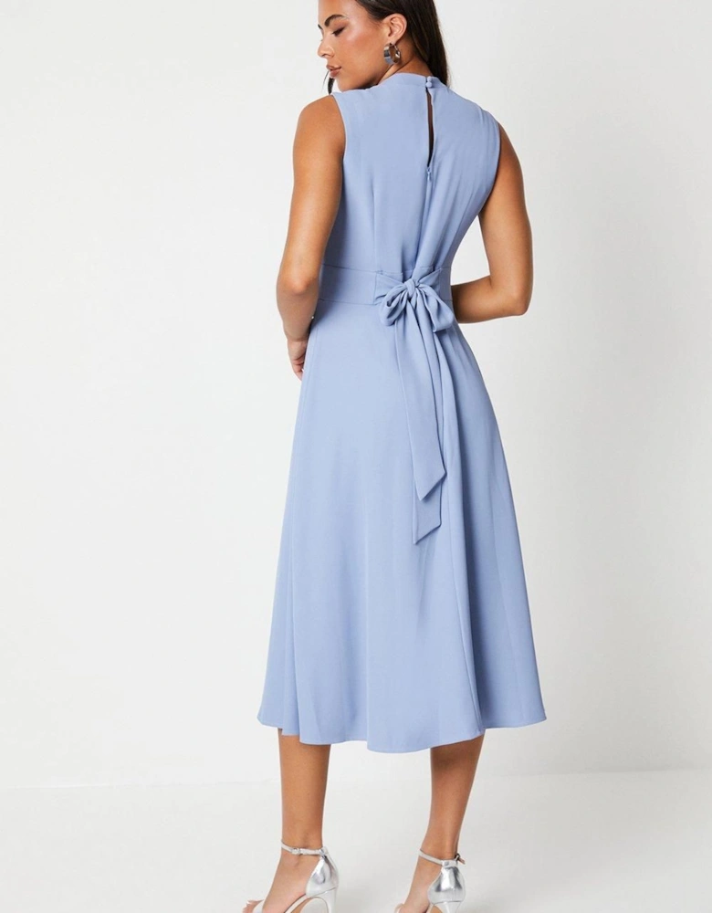 Cross Front Deep Waist Midi Dress