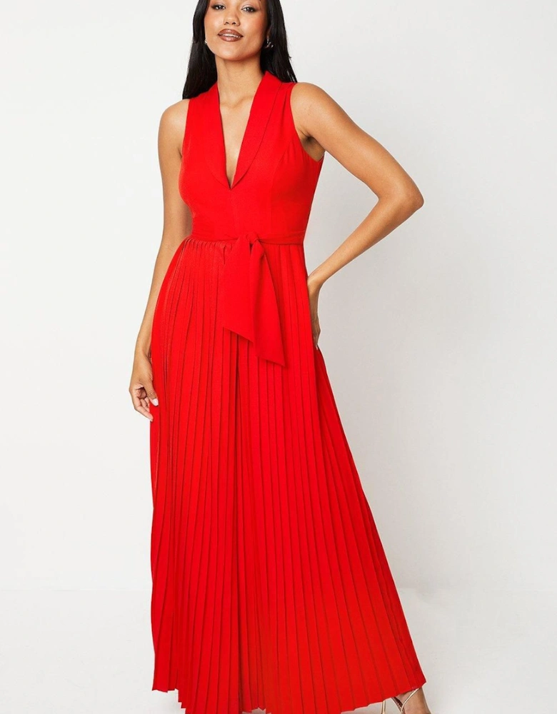 Pleated Leg Tie Front Jumpsuit