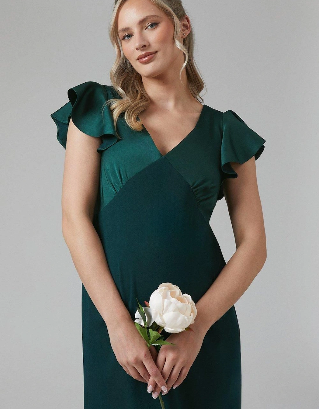 Maternity V Neck Satin Bridesmaid Dress