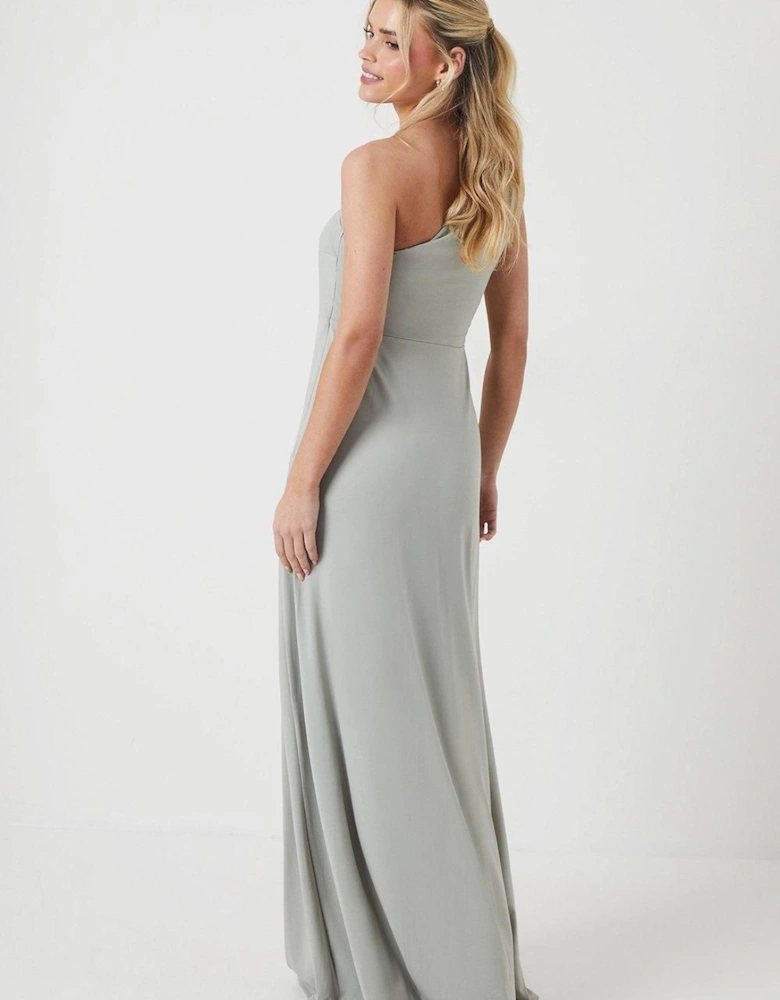 Petite Twist Detail One Shoulder Jersey Bridesmaids Dress