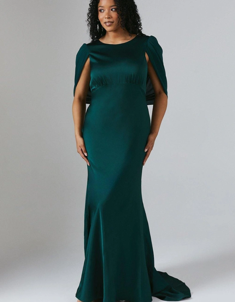 Chiffon Cowl Back Satin Bridesmaids Dress