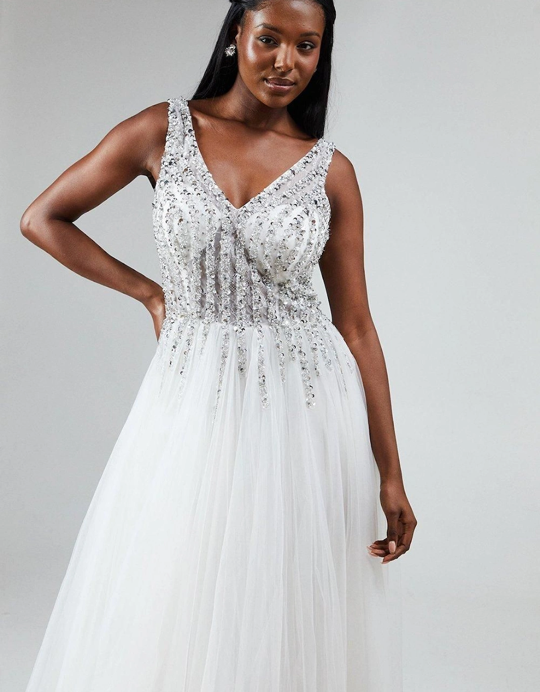 Embellished Lace Full Skirted Wedding Dress