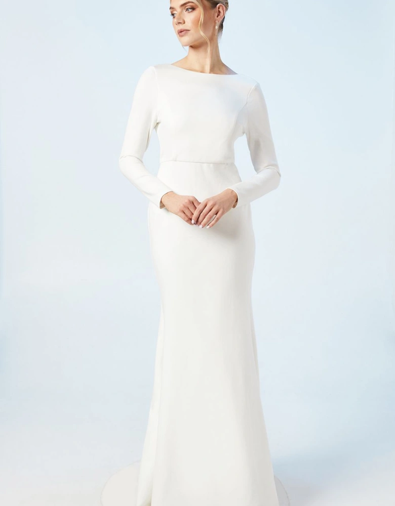 Slash Neck Puddle Wedding Dress