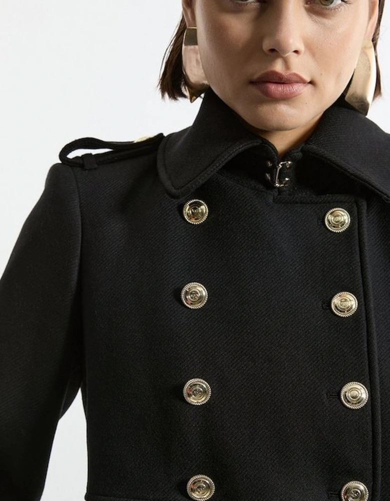 Premium Italian Manteco Wool Military Shelf Tailored Midaxi Coat