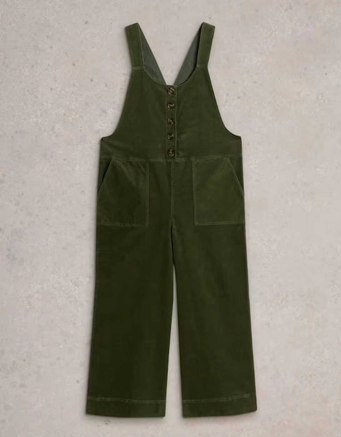 Women's Petite Viola Cord Dungaree Dark Green