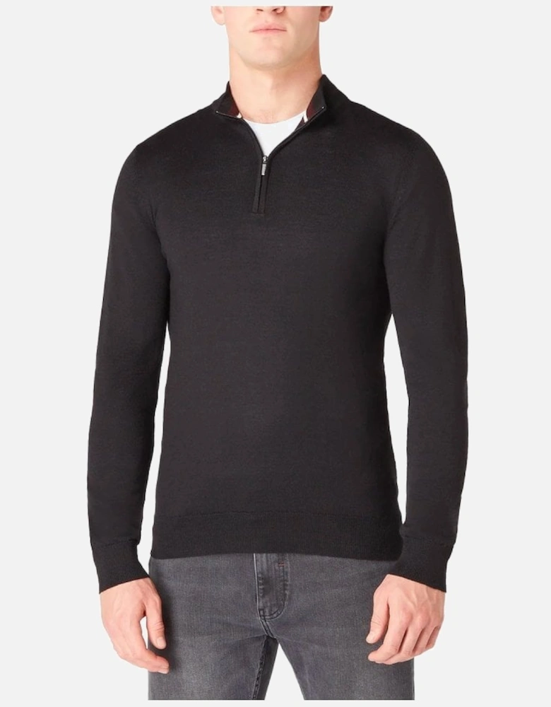 Remus Long Sleeve Half Zip Sweater Merino Blend Black