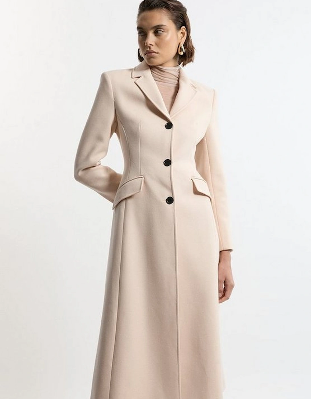 Premium Italian Manteco Wool Full Skirted Tailored Midaxi Coat, 4 of 3