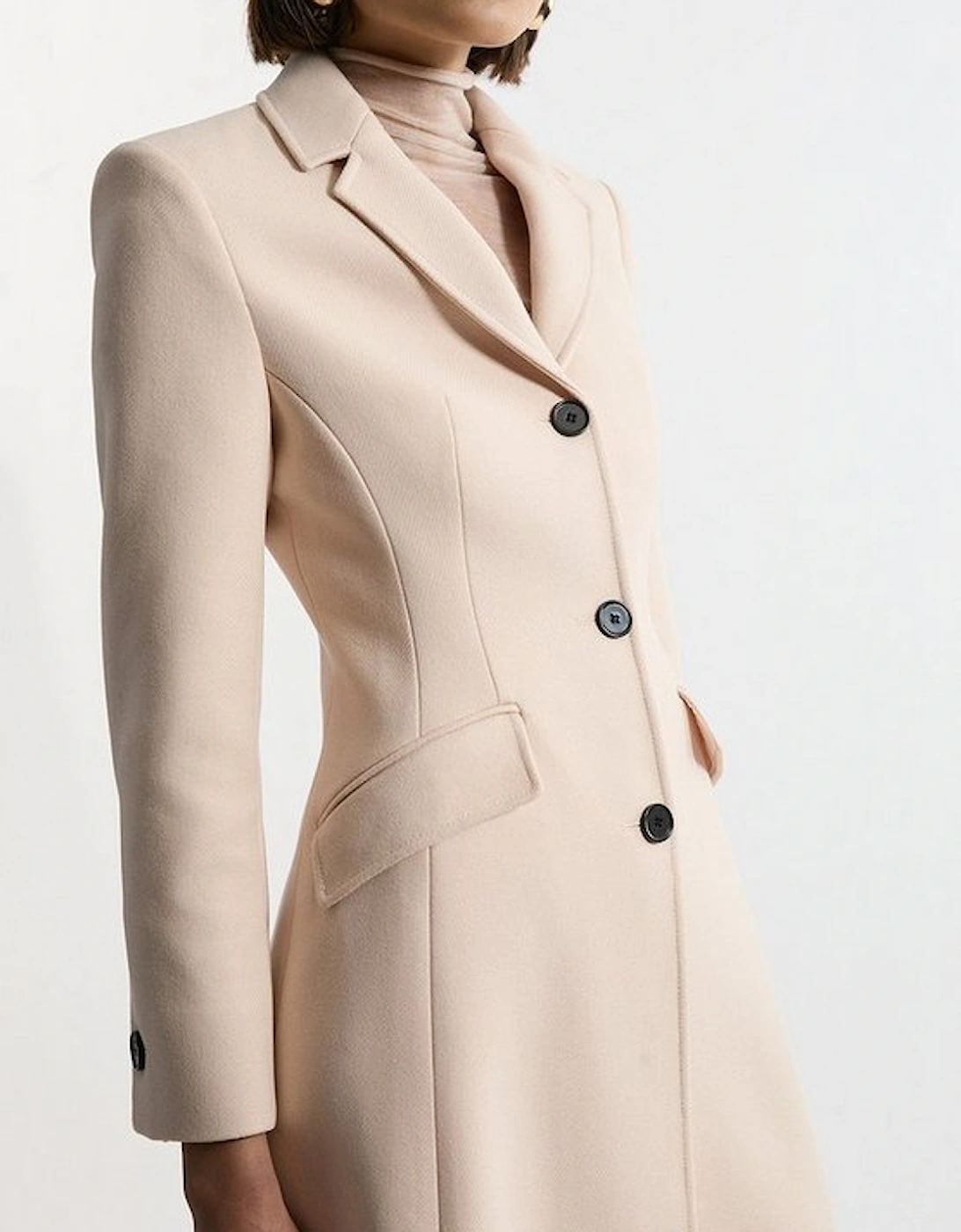 Premium Italian Manteco Wool Full Skirted Tailored Midaxi Coat