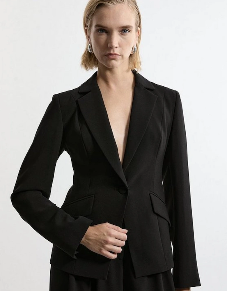 Tailored Crepe Single Breasted Blazer Jacket