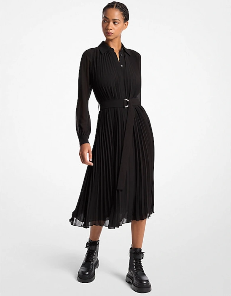 Pleated Georgette Shirtdress