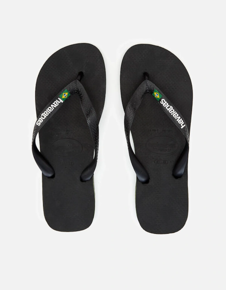 Men's Brasil Logo Flip Flops - Black