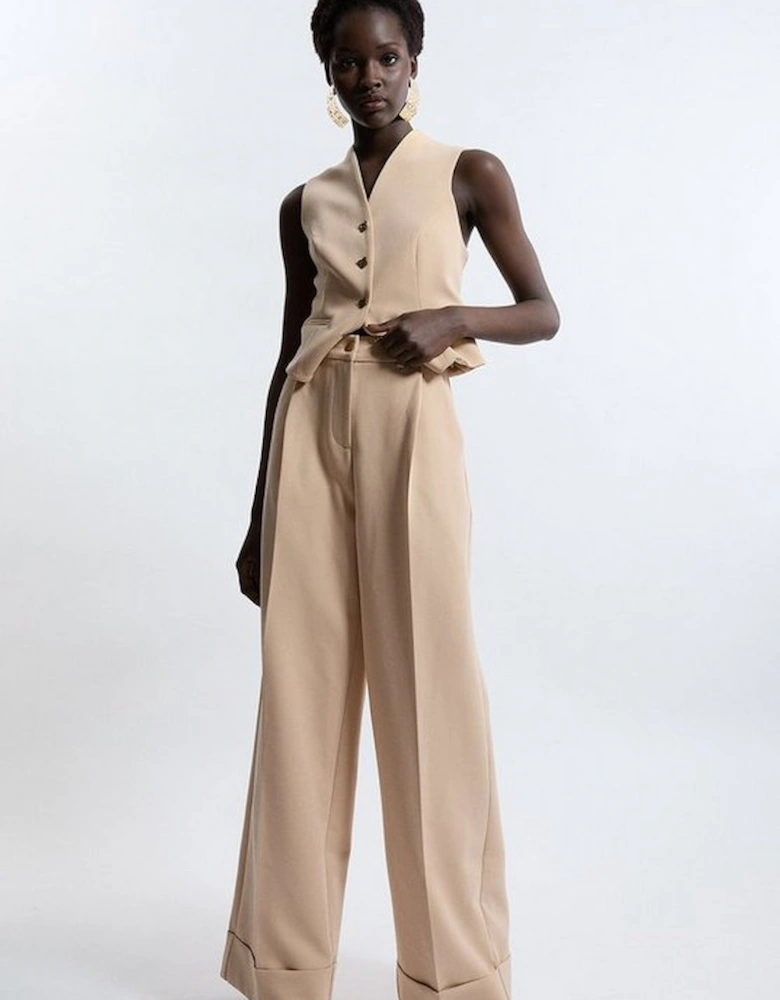 Tall Tailored Crepe Pleat Detail Wide Leg Trousers