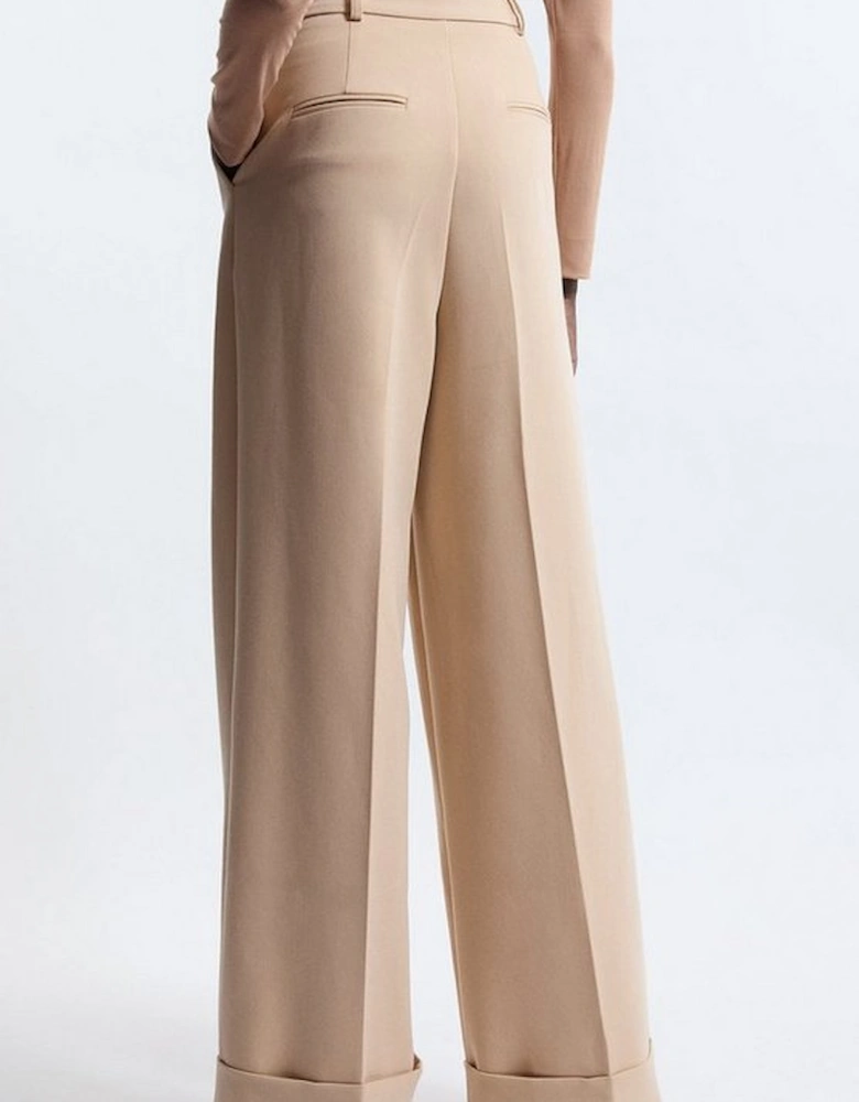 Tall Tailored Crepe Pleat Detail Wide Leg Trousers