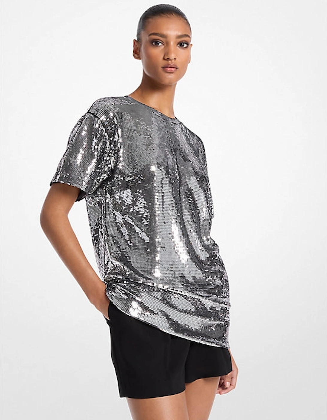 Sequined Jersey Oversized T-Shirt, 3 of 2