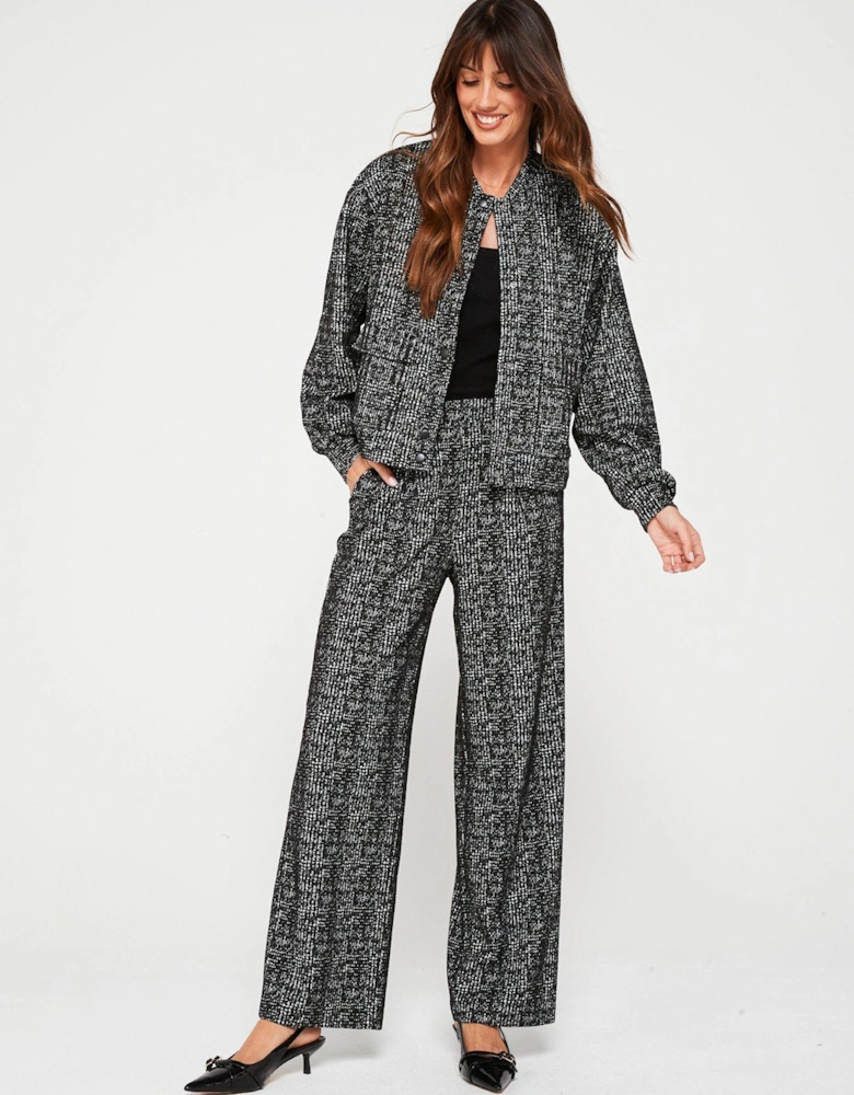 High Waisted Check Trouser - Black