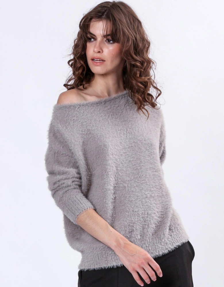 Off The Shoulder Super Soft Jumper - Neutral