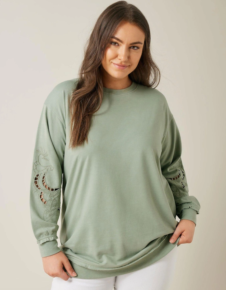 Cutwork Crew Neck Sweatshirt