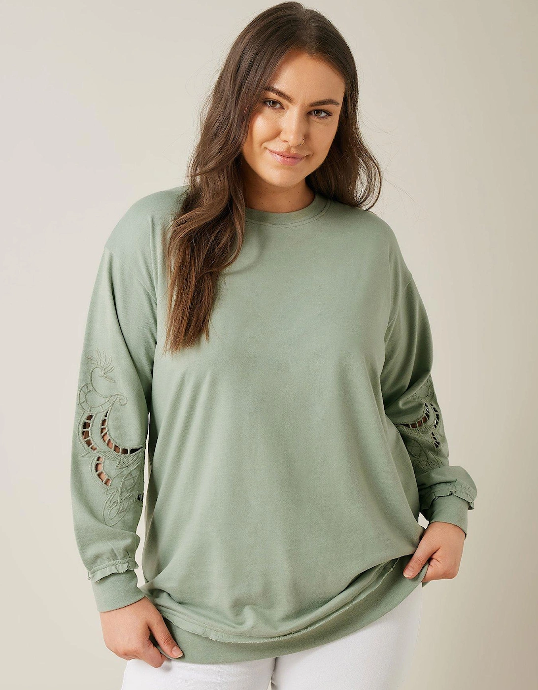 Cutwork Crew Neck Sweatshirt, 2 of 1