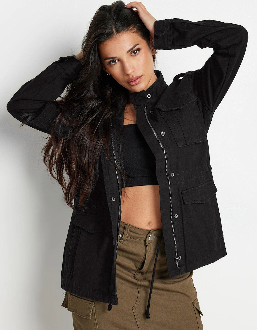 Petite Black Utility Jacket, 2 of 1