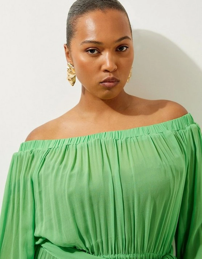 Plus Size Beach Off The Shoulder Woven Maxi Dress