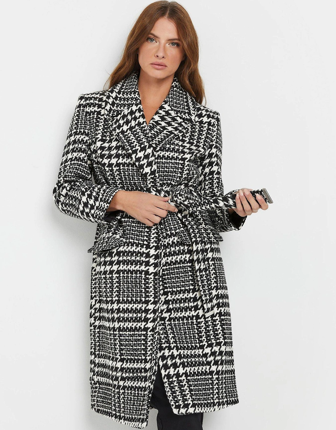 Dogtooth Wrap Coat - Black, 2 of 1