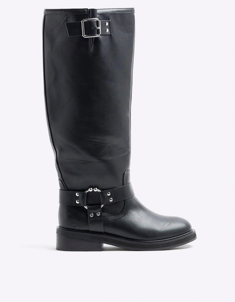 High Leg Biker Boot - Black