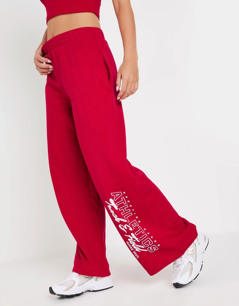 Petite Athletics Wide Leg Jogger - Red