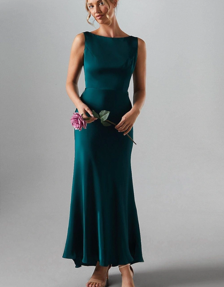 Sleeveless Satin Bridesmaid Dress