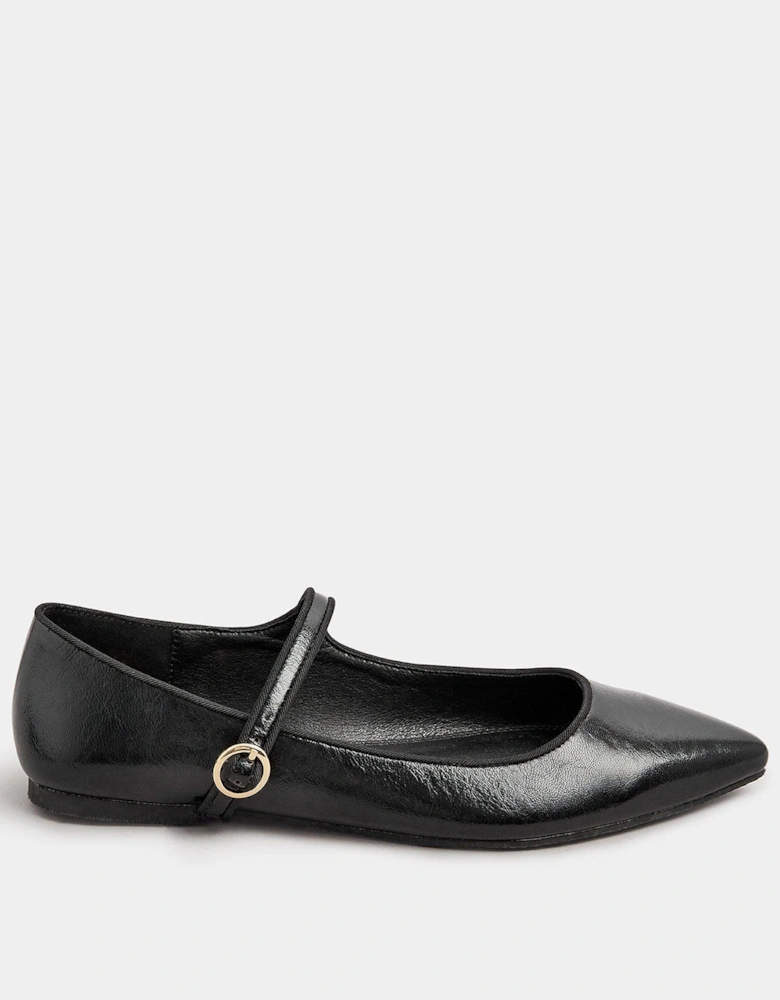 Flat Point Mary Janes - Black