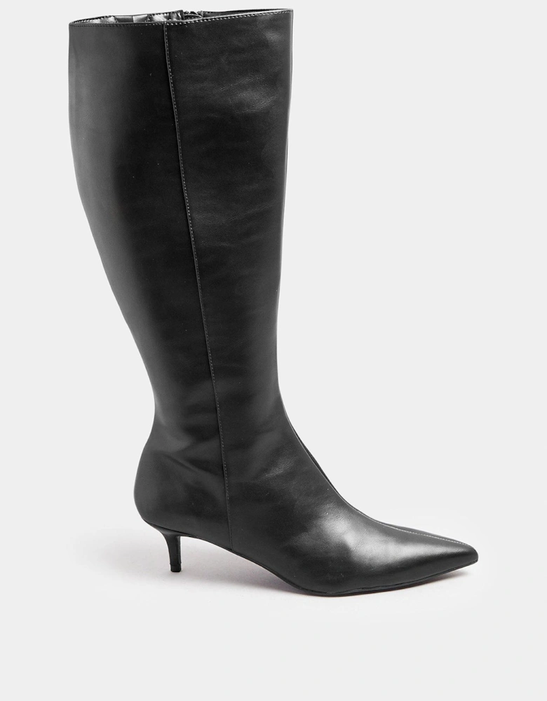 Knee High Pointed Pu Boot - Black