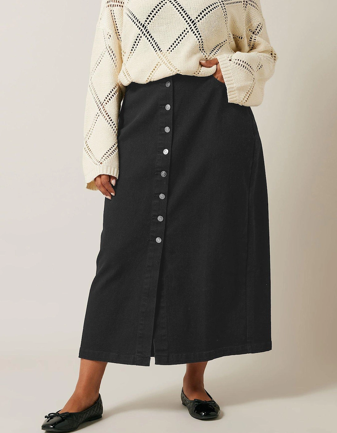 Button Through Skirt - Black, 2 of 1