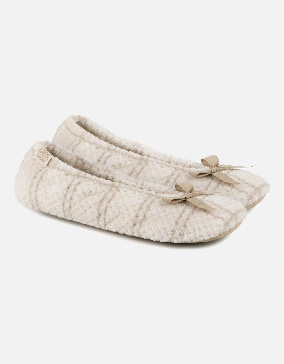 Isotoner Popcorn Terry Ballet Slippers - Natural Check, 2 of 1