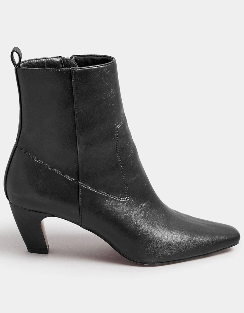 Mid Heel Pu Ankle Boot - Black