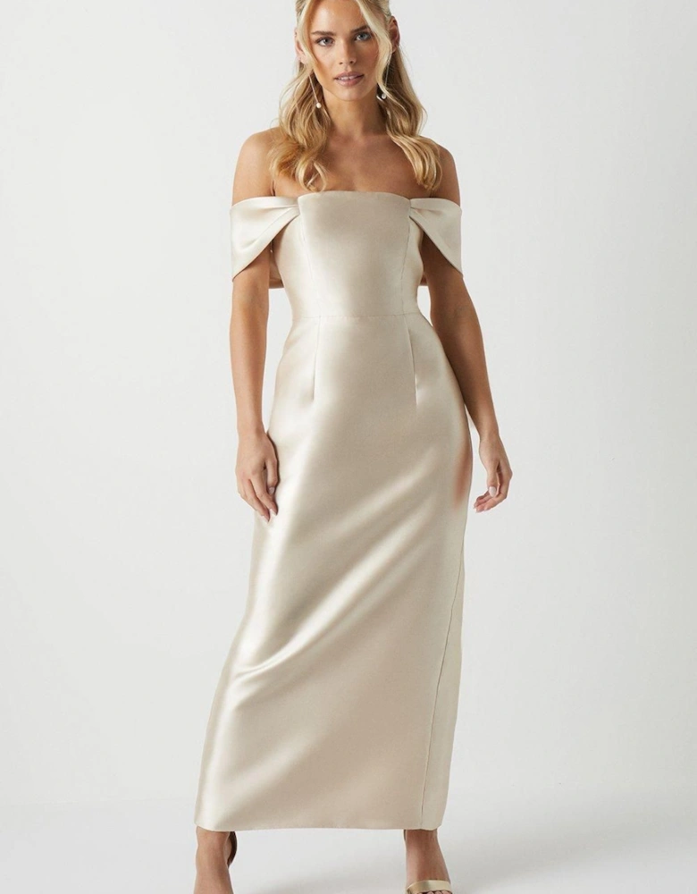 Petite Twill Column Bridesmaids Dress