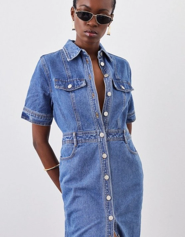 Denim Maxi Shirt Dress