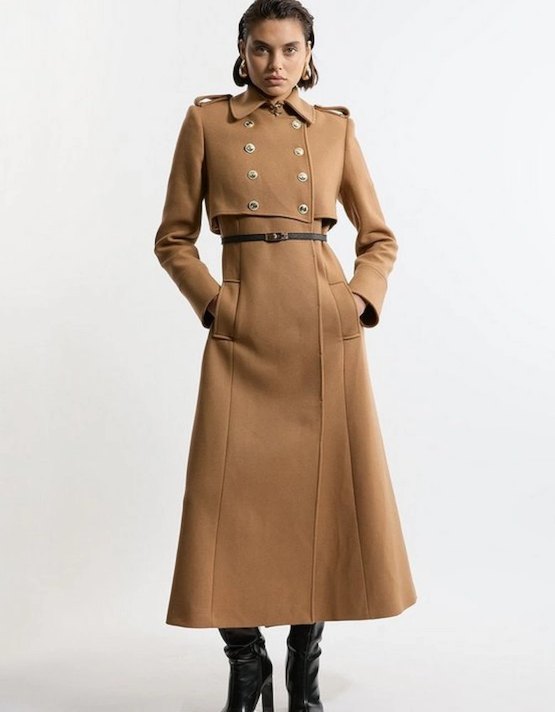 Premium Italian Manteco Wool Military Shelf Tailored Midaxi Coat