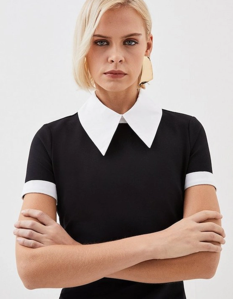 Jersey Cotton Poplin Collar Mini Dress