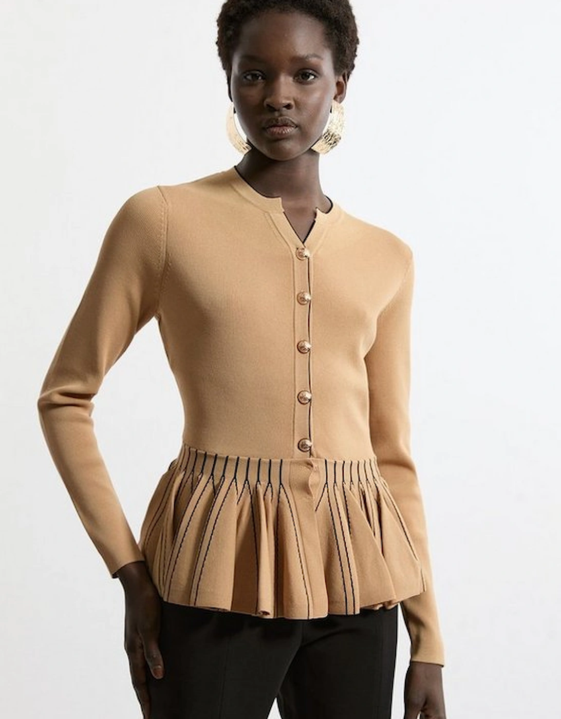 Viscose Blend Knit Peplum Jacket, 4 of 3