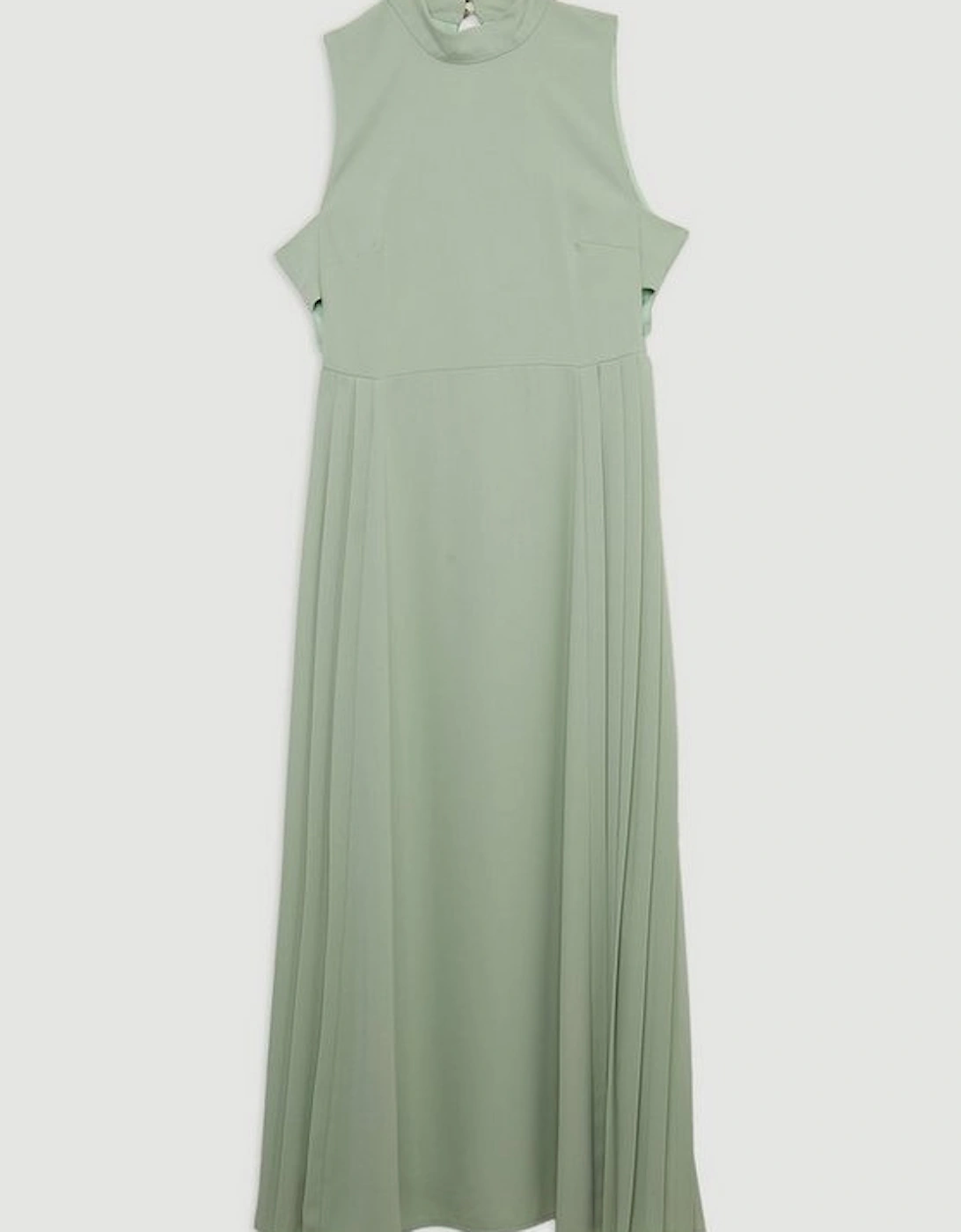 Soft Tailored Pleated Panel Maxi Dress